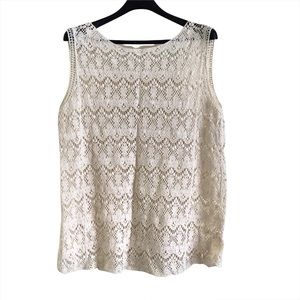 SOLITAIRE Sleeveless Cotton Crochet Blouse Sz 1X